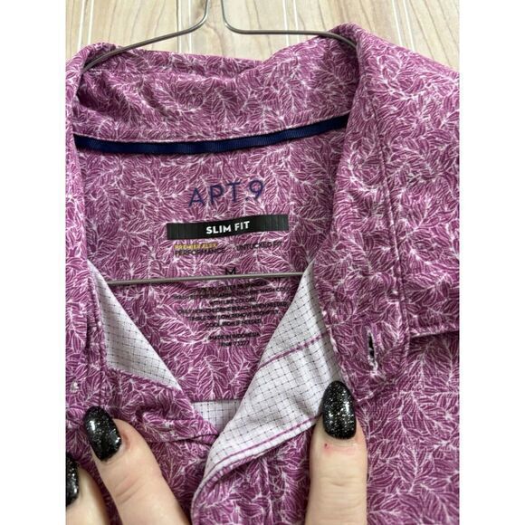 Apt 9 Untucked Slim Fit Premier Flex Performance Button Up Shirt Men Med Pink - Picture 4 of 6